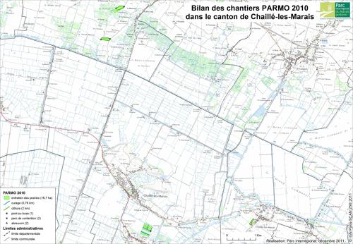 Chantiers d'aménagements agro-pastoraux et de restauration paysagère des marais orientaux - Bilan PARMO 2010 Canton de Chaillé-les-Marais