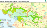 14833 Situation du Marais poitevin, ZPS et projet d'autoroute A831 