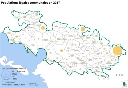 Populations légales communales en 2017 dans le PNR du Marais poitevin
