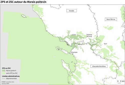 Zones de Protection Spéciale (ZPS) et Zones Spéciales de Conservation (ZSC) autour du Marais poitevin